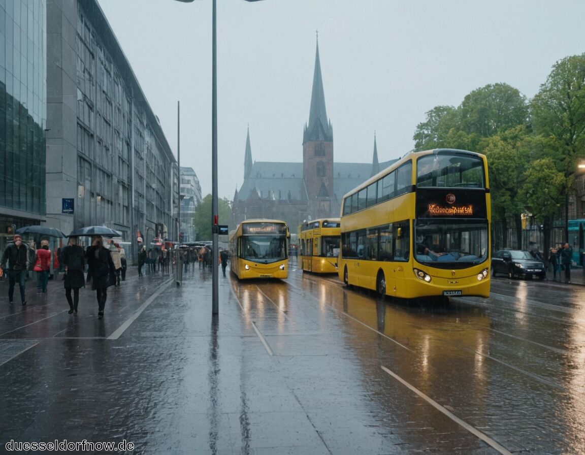 Öffentliches Verkehrssystem effektiv nutzen - Düsseldorf bei Regen